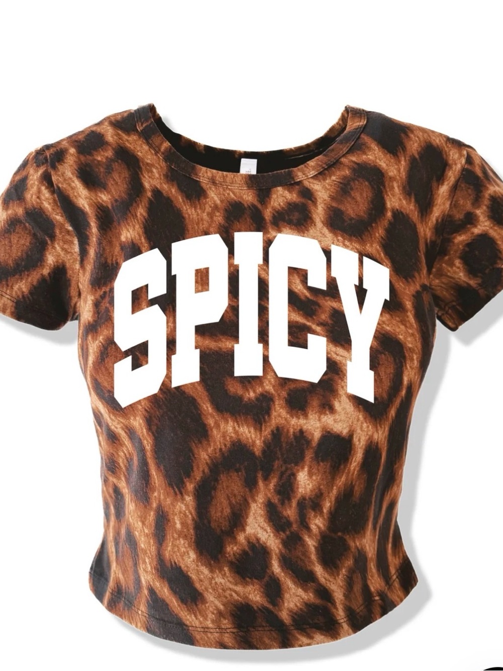 Spicy Leopard Print Short Sleeve Tee - Brown